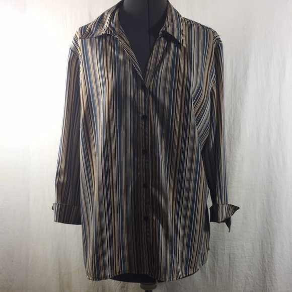 Notation Stretch Stripe 3/4 Sleeve Top Size XL - Picture 1 of 8